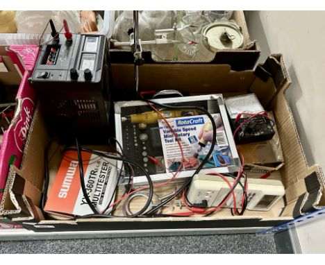 A box of mini rotary tool kit, power supply unit, other electrical equipment 