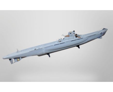 A motorised scale model of a German U-boat, length 168cm.