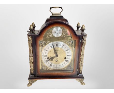 A reproduction Tempus Fugit bracket clock, height 39cm. 