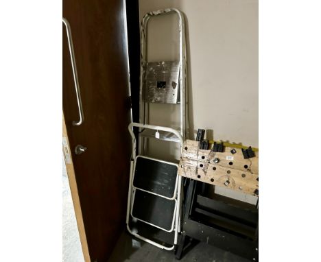 An aluminium step ladder and a two tread step 