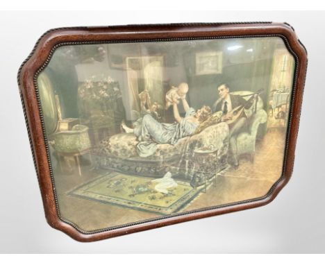 An antiquarian lithograph in moulded walnut frame, 95 cm x 71 cm.