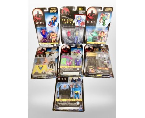 Seven Kenner The Adventures of Batman and Robin collectors figurines in retail packaging.