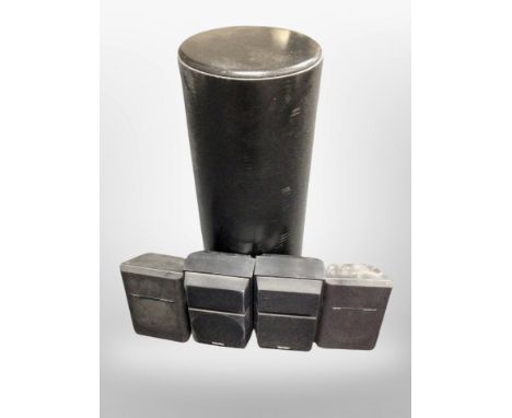A Dantax floor-standing cylindrical speaker, further pair of Dantax speakers, and a pair of Jamo compact speakers. CONDITION 