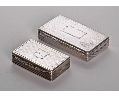 A Victorian silver snuff box, by Francis Clark, Birmingham 1839,of rectangular form with engine turned decoration, foliate th