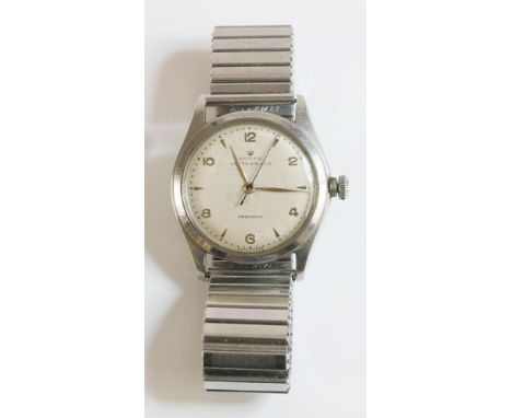 A gentlemen's stainless steel Rolex Oyster Air-King Precision watch, c.1946,model no. 4499.  A circular silvered dial with gi