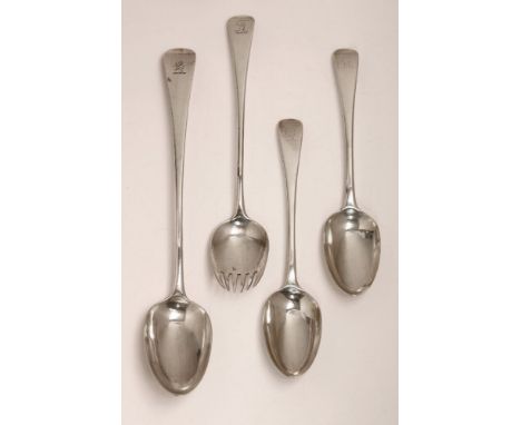 A set of six George III silver old english pattern tablespoons,by Richard Crossley, London 1789, a George III silver old engl