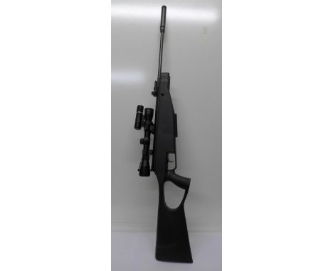 A Mauser .22 air rifle with sight, scope lamp, silencer and soft pouch