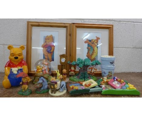 Winnie-the-Pooh collectables including a musical snow globe