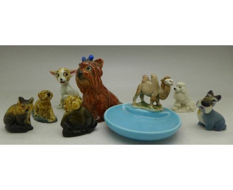 Wade Whimsies, a Wade Whimtrays and a Goebel dog