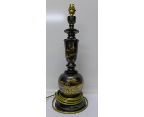 An oriental metal 1960's table lamp base