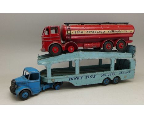 A Dinky Supertoys Leyland Octopus Esso tanker and a Dinky Toys car transporter, no boxes