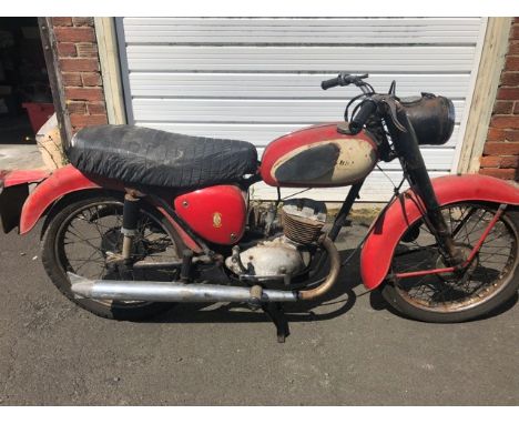 BSA Bantam motorcycle, in red: Barn find ready for restoration.  Engine no. ED7 13403View this lot in our showroom and marque