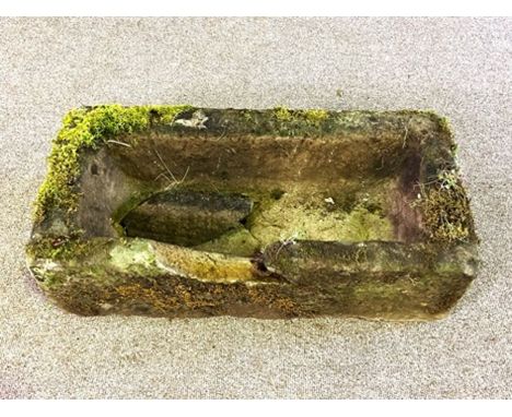 A 19th century stone trough or planter, rectangular, 92cm long