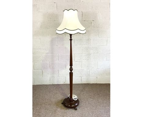 A vintage beech wood gateleg table, together with two wall mirrors, and a modern standard lamp (4)
