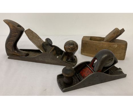 3 vintage carpenters wood working planes.   Largest approx. 23cm long.