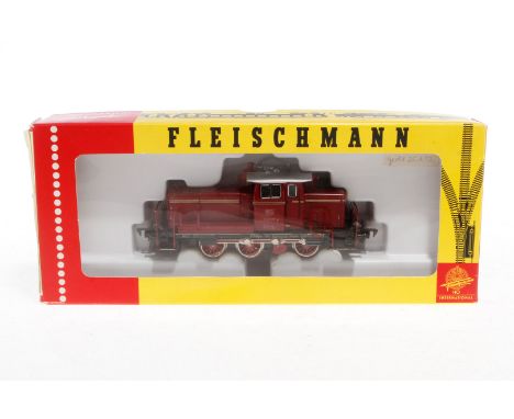 Fleischmann Diesellok ”V 60 1199” 1379, Spur H0, mit Punktkontakt, dunkelrot, Alterungsspuren, im leicht besch. OK, sonst noc