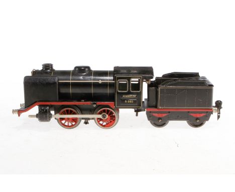 Märklin B-Dampflok R 890, Spur 0, Uhrwerk intakt, schwarz, mit Tender, LS und Alterungsspuren, Z 3