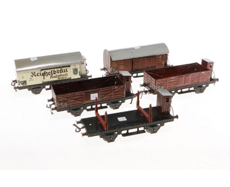 5 Fleischmann Güterwagen, Spur 0, L 16,5, Z 4