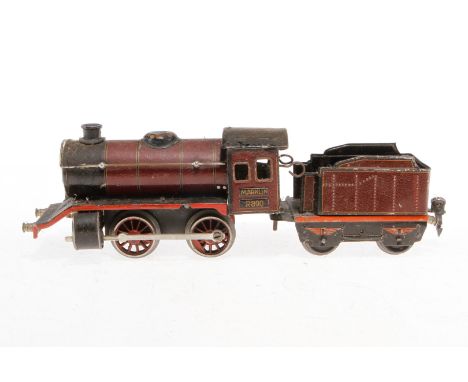 Märklin B-Dampflok R 890, mit 2A-Tender, Spur 0, Uhrwerk def., stark gealterter Lack, verschmutzt, Z 4