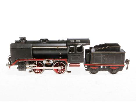 Märklin B-Dampflok R 66/12910, Spur 0, elektr., schwarz, mit Tender, gW und 2 el. bel. Stirnlampen, tw rest., Z 3