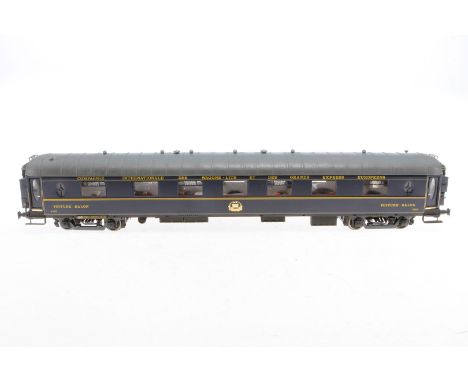 Elettren int. Salonwagen 4162, Spur 0, blau, mit Inneneinrichtung und Beleuchtung, LS und Alterungsspuren, L 55, Z 3