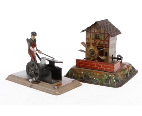 2 Dampfmodelle, Bing Wassermühle und Fleischmann Schmied, L 12, Z 3