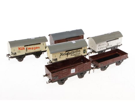 6 Fleischmann Güterwagen, Spur 0, L 14,5, Z 4