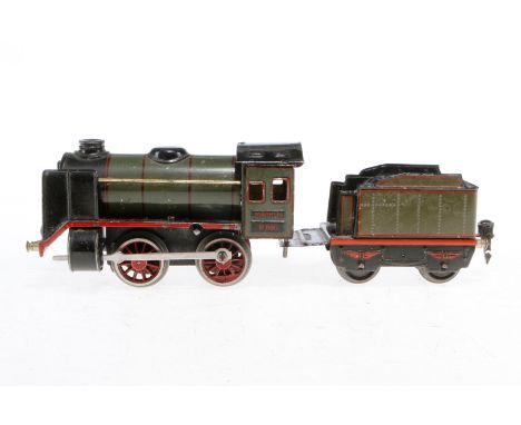 Märklin B-Dampflok R 880, mit 2A-Tender, Spur 0, Uhrwerk intakt, CL, starke Alterungs- und Gebrauchsspuren, Z 4