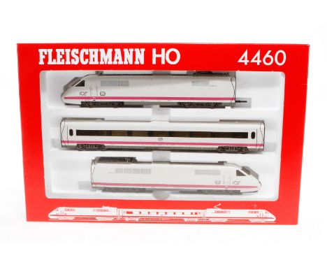 Fleischmann Triebwagenzug ”ICE”, Spur H0, mit Punktkontakt, 3-teilig, weiß/pink, Alterungsspuren, OK, Z 2