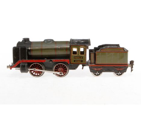 Märklin B-Dampflok R 900, mit 2A-Tender, Spur 0, Uhrwerk intakt, verschmutzt, Z 3