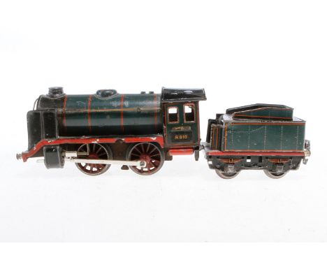 Märklin B-Lok R 910, mit 2A-Tender, Spur 0, CL, Uhrwerk intakt, starke Alterungs- und Gebrauchsspuren, Z 4