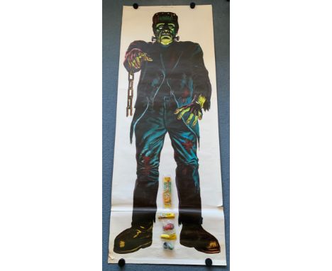 FRANKENSTEIN (1960's) - US Door panel Frankenstein monster poster from 1960's complete with toys (3 x packs of novelty toys a