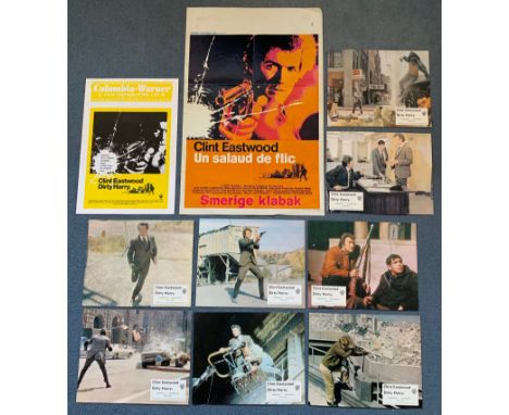 DIRTY HARRY (1971) - Lot x 3 - CLINT EASTWOOD - To include full set of 8 x British/UK Front of House Stills - 10" x 8" (25.5 