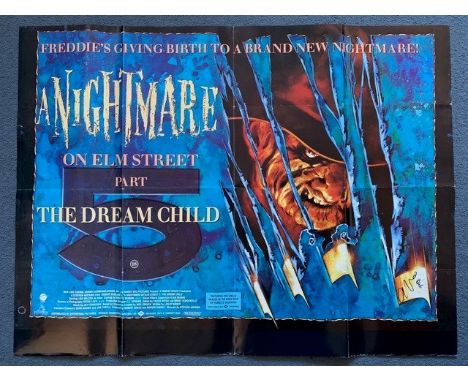 A 1989 UK quad for A Nightmare on Elm Street 5: The Dream Child. A stunning UK quad film poster that has been personally sign