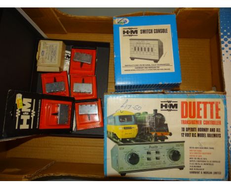 A selection of railways accessories by H&amp;M to include Duette transformer controller, switch console and a complete set of