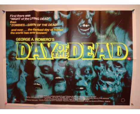 DAY OF THE DEAD (1985) - UK Quad Film Poster - Creepy 'wall of zombies' imagery - 30" x 40" (76 x 101.5 cm) - Folded (as issu
