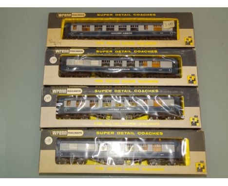 A group of four WRENN Railways Golden Arrow coaches as lotted - VG/E in F boxes (4)