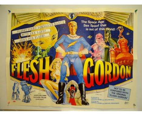 FLESH GORDON (1974) - UK Quad Film Poster - First Release - Uncensored version - Sam Peffer artwork - 30" x 40" (76 x 101.5 c