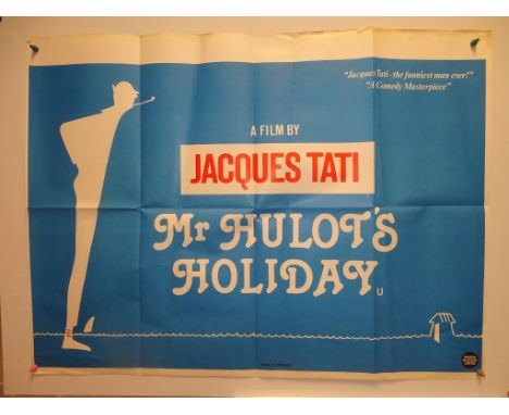 MONSIEUR HULOTS HOLIDAY (JACQUES TATI) (1953) (later re-release) - artwork by Tom Chantrell - UK QUAD FILM POSTER - 30" x 40"