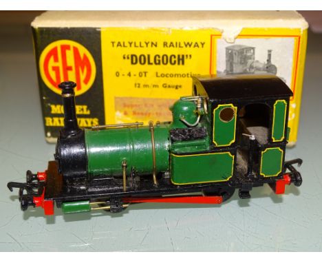 A Gem  kit built OOn3 scale Dolgoch steam locomotive, built well in lined green livery (please note this is to 12mm gauge on 