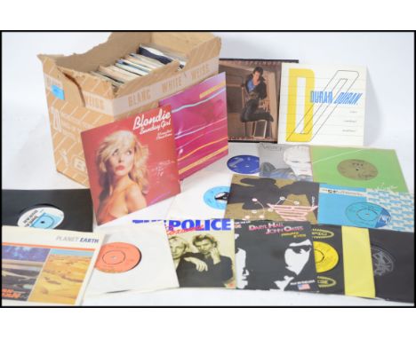 A good collection of 45rpm 7" vinyl singles to include Bruce Springsteen, Duran Duran, Dr Hook, Blondie, David Bowie, The Pol