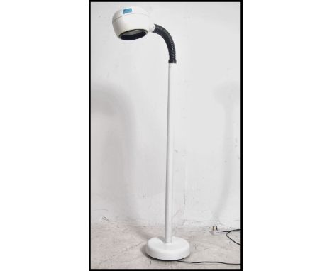 A good vintage retro 1970's Fagerhults of Sweden designed floorstanding anglepoise lamp, in white with half moon pendant shad