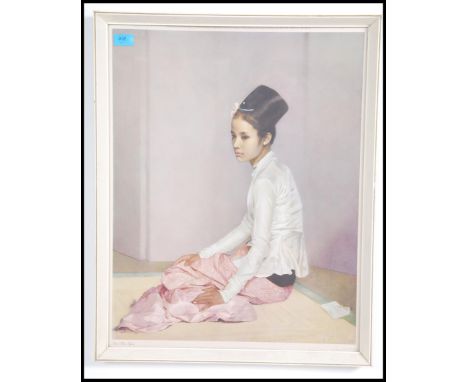 A retro framed and glazed picture print of Saw Ohn Nyun, Princess of Burma by Gerald Festus Kelly. Measures 94cm high x 50cm 
