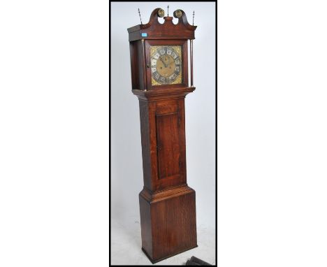 A late 18th century West Country brass faced longcase clock by Benjamin Anns of Highworth. The wiltshire clock set within oak