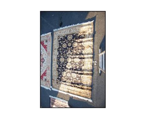 A large Persian Ziegler carpet - rug having blue ground with geometric decoration and borders. Often also known as a Chobi Ru