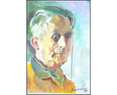 Percy Drake Brookshaw (1907-1993) Thought to be a late self portrait signed and dated '88 oil on canvas adhered to board. NB 