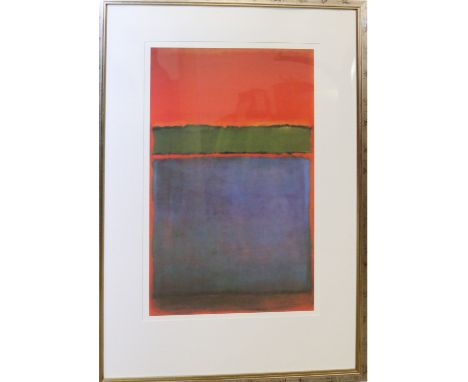 A large modern art print in silvered frame.