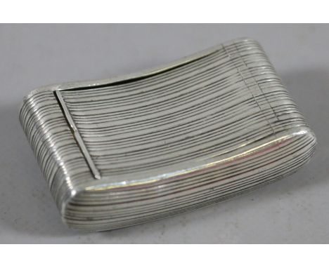 A Georgian silver snuff box by Joseph Willmore of concave shape, ornamented with reeding and a gilt interior. Assayed in Birm