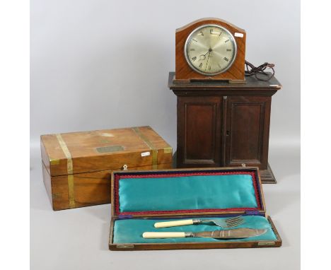 A Victorian mahogany collectors chest, a Victorian walnut writing slope with fitted interior, a Smith electric mantel clock, 