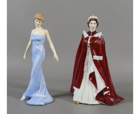 Royal Worcester figure of Queen Elizabeth in celebration of the Queens 80th Birthday 2006 along with a Royal Doulton figure '